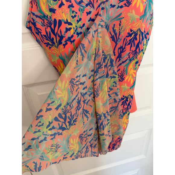 D & Co Beach Coral Tropical Print Tankini Swim Top Women’s 16 Adjustable Straps - Picture 4 of 9